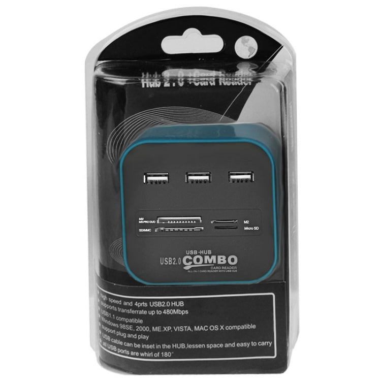 2 in 1 USB 2.0 M2 / TF / SD / MMC / MS / MS PRO DUO Card Reader & 3-port HUB