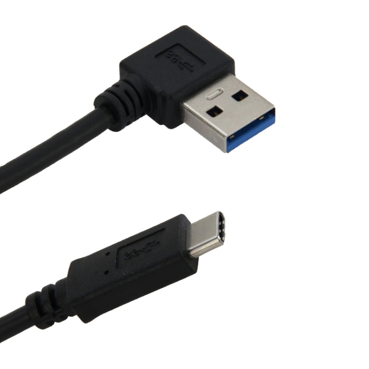 1m USB-C / Type-C 3.1 Male to USB 3.0 90 Degree Left Turn Adapter Cable(Black)