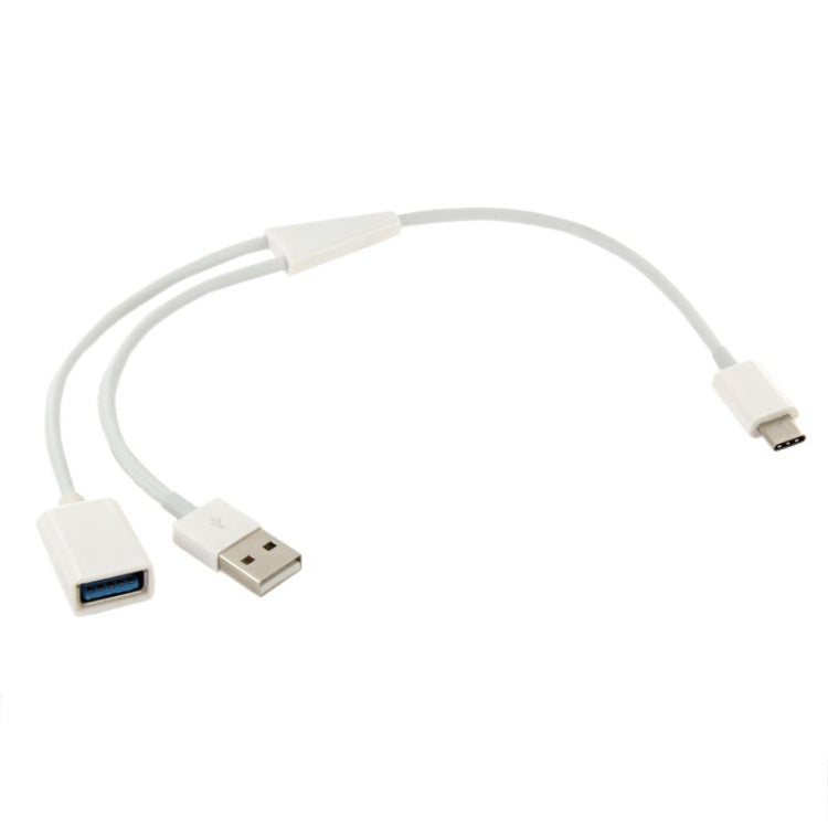 USB-C / Type-C 3.1 Male to USB 2.0 Female + USB 3.0 Female Data Cable, Length: 31cm, For Galaxy S8 & S8 + / LG G6 / Huawei P10 & P10 Plus / Xiaomi Mi6 & Max 2 and other Smartphones