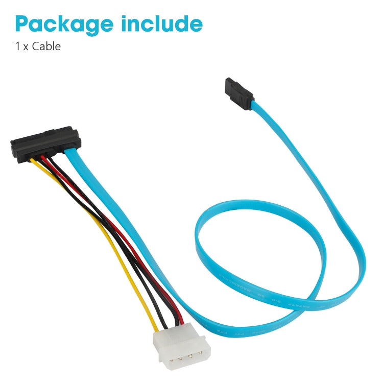 29 Pin SATA Female to 7 Pin Female and 4 Pin Power Cable, Length: 70cm
