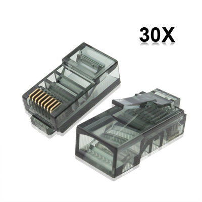 30 PCS High-Performance RJ45 Connector Modular Plug(Black)