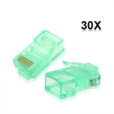 30 PCS High-Performance RJ45 Connector Modular Plug(Green)