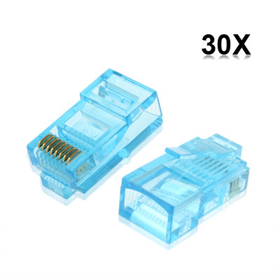 30 PCS High-Performance RJ45 Connector Modular Plug(Baby Blue)