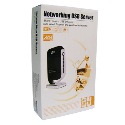 Networking USB 2.0 Server (Share Printers, USB Devices over Wired Ethernet or a Wireless Networking), 4 USB Ports