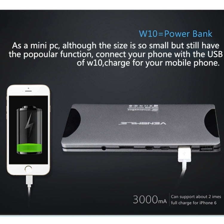 VENSMILE W10 Mini PC, Intel Bay Trail CR, Z3735F CPU, ROM: 64GB, RAM: 2GB, Support Windows 8.1, Bluetooth, WiFi(Silver)