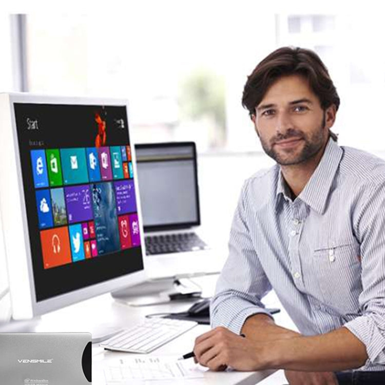 VENSMILE W10 Mini PC, Intel Bay Trail CR, Z3735F CPU, ROM: 64GB, RAM: 2GB, Support Windows 8.1, Bluetooth, WiFi(Silver)