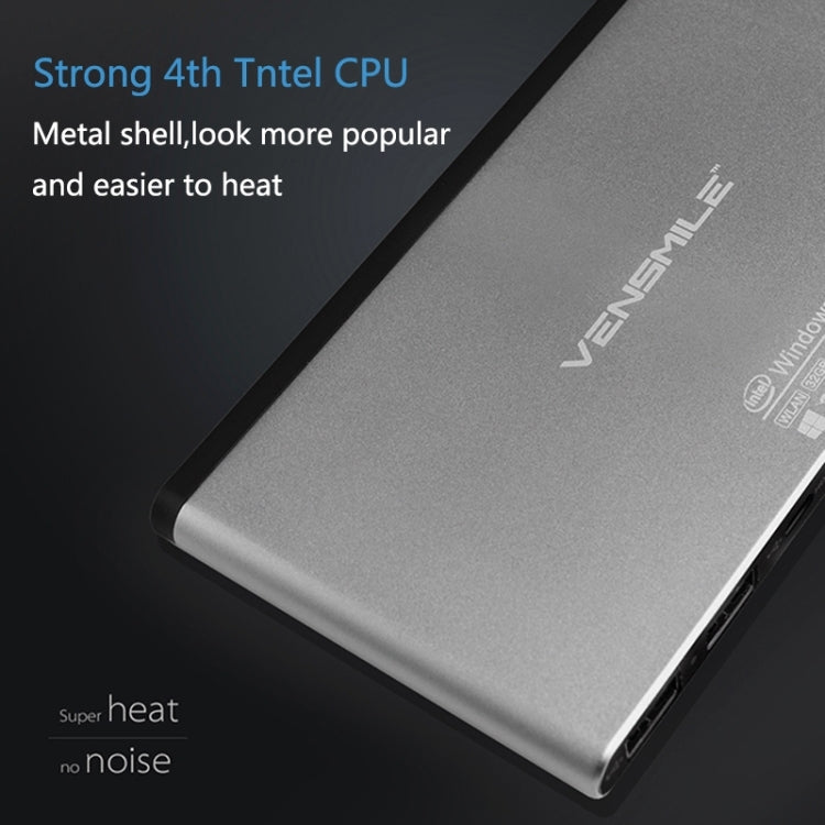 VENSMILE iPC002 Mini PC, Intel Bay Trail CR, Z3735F CPU, ROM: 32GB, RAM: 2GB, Support Windows 8.1, Bluetooth, WiFi(Silver)