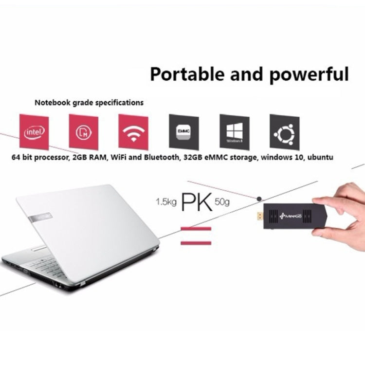 MeeGoPad MeeGoT02 Windows 10 OS Mini PC, Intel Z3735F Quad Core 1.33-1.83GHz, RAM: 2G ROM: 32G, Support Micro SD Card, OTG, Built-in WiFi / Bluetooth(Black)