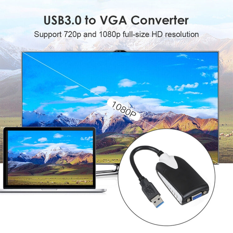 USB 3.0 to VGA Display Adapter, Resolution: 1920 x 1080(Black)
