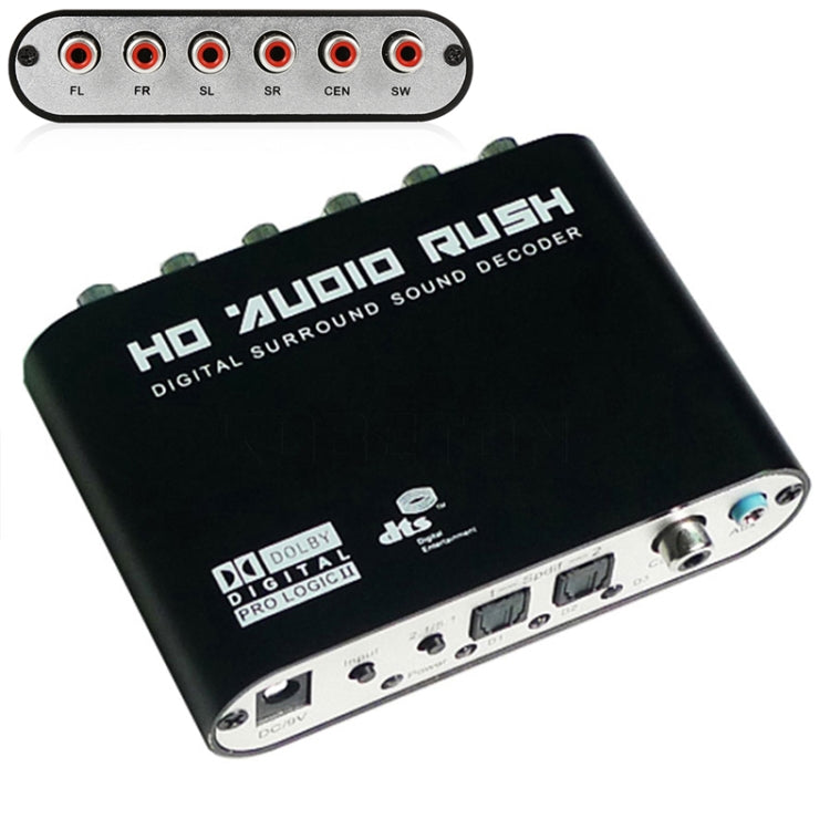 AC3 / DTS 5.1 Audio Gear Digital Sound Decoder, RCA Output(Black)