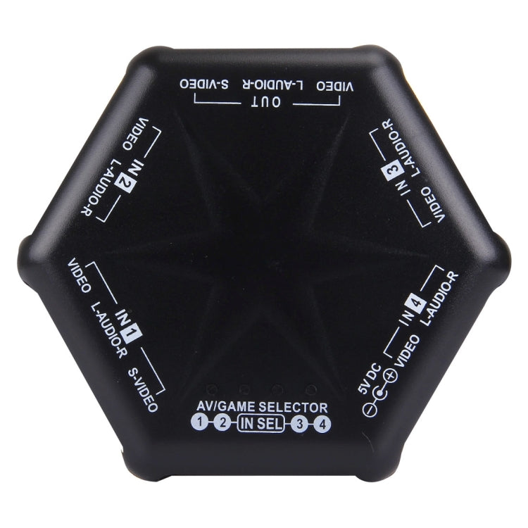 AV-666D Multi Box RCA AV Audio-Video Signal Switcher + 3 RCA Cable with Remote Control, 4 Group Input and 1 Group Output System(Black)