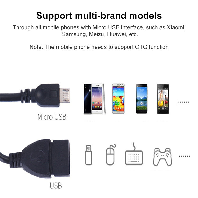 10cm USB 2.0 AF to Micro USB 5 Pin Male OTG Adapter Cable for Samsung / Nokia / LG / BlackBerry / HTC One X /Amazon Kindle / Sony Xperia etc.(Black)