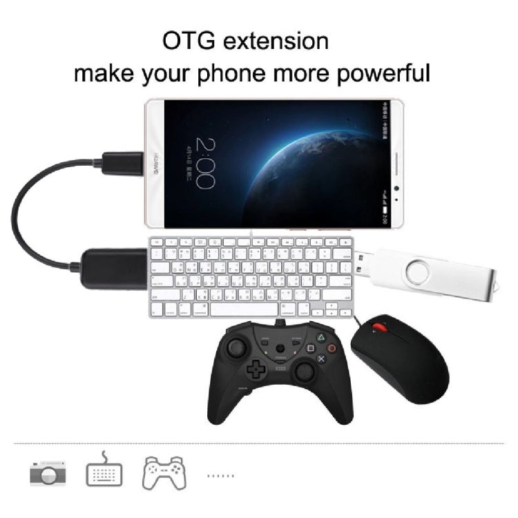 High Quality USB 2.0 AF to Micro USB 5 Pin Male Adapter Cable with OTG Function, Length: 15cm