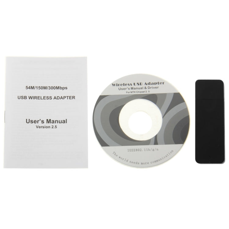 2T2R 300Mbps Dual Band 2.4GHz / 5.8GHz Ralink RT5572N WiFi USB Adapter(Black)