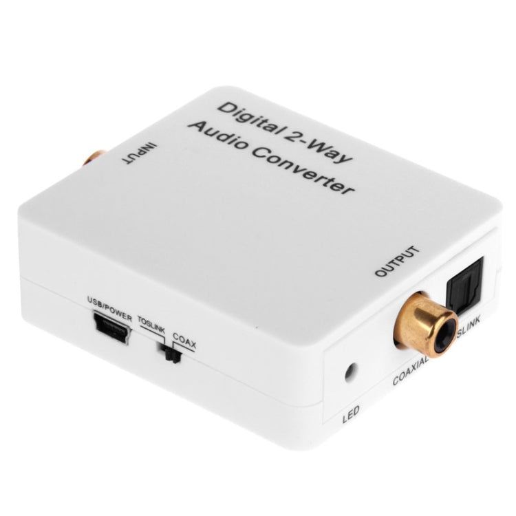 Digital 2-way Audio Converter Optical TOSLINK / Coaxial Bi-Directional Adapter (EU Plug)(White)