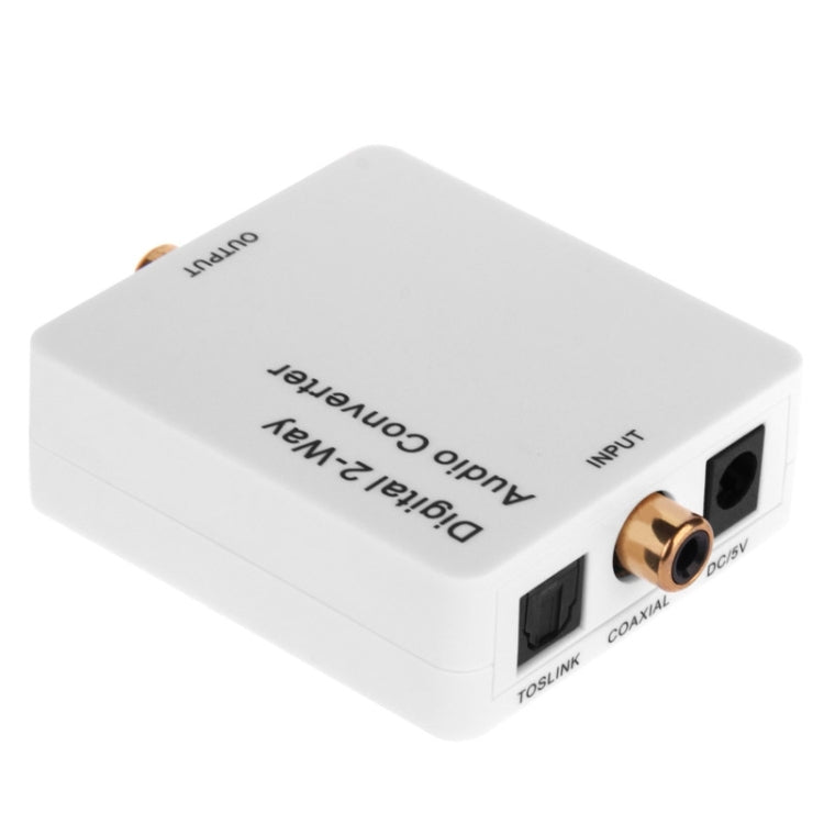 Digital 2-way Audio Converter Optical TOSLINK / Coaxial Bi-Directional Adapter (EU Plug)(White)
