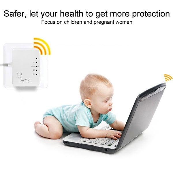300Mbps Portable WiFi Repeater Router Wireless Signal Extender, Support WPS One Key Encryption, Sign Random Delivery (US + EU Plug)(White)