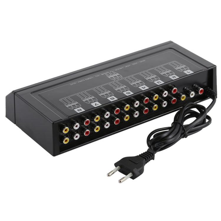 YS-800 8 Channels RCA Video Audio AMP Splitter with Switch(Black)