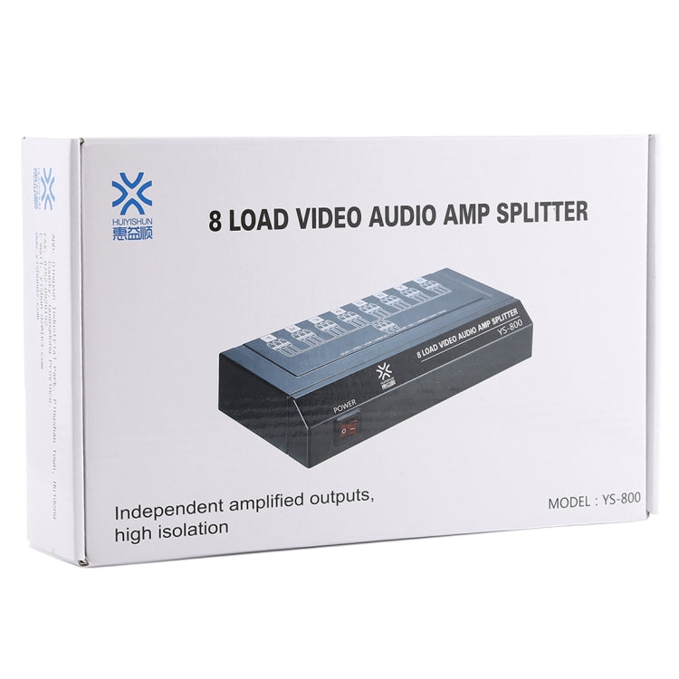 YS-800 8 Channels RCA Video Audio AMP Splitter with Switch(Black)