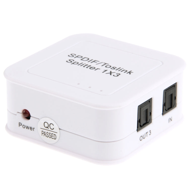SPDIF / TOSLINK Power Adapter Digital Optical Audio Splitter Amplifier 1x3(White)