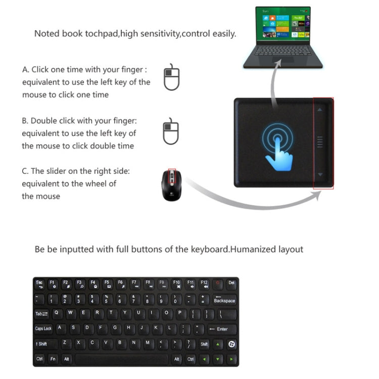 Measy RC8 3-in-1 Ultra Mini 2.4G Remote Control USB Wireless Keyboard Touchpad Air Fly Mouse for Mini PC Android TV Box(Black)