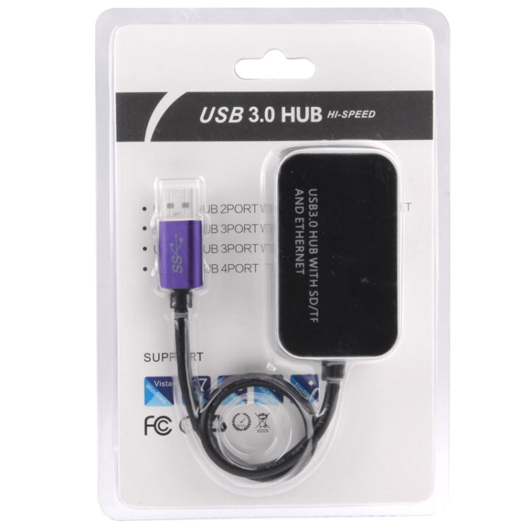 3 in 1 USB 3.0 to Gigabit Ethernet + TF / SD Card Reader + 2 USB 3.0 HUB Interfaces