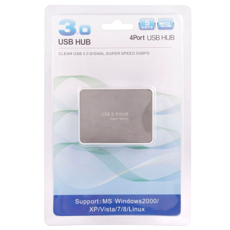 CR-H302 Mirror Surface 4 Ports USB 3.0 Super Speed 5Gbps HUB + 60cm USB 3.0 Transmission Cable