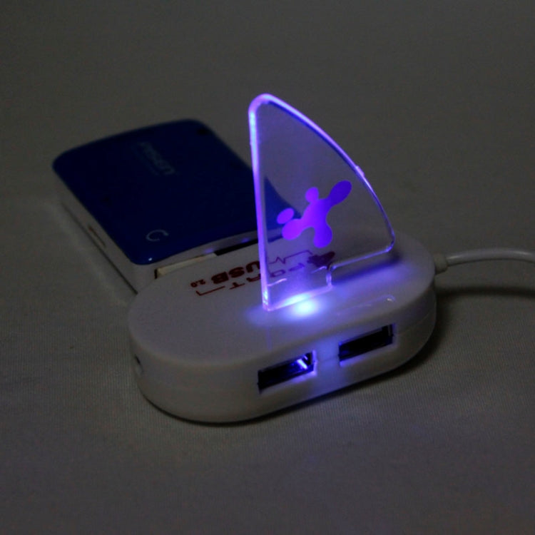 Mini USB 2.0 High Speed 480MBPs Sailing Shape 4 Ports USB HUB, Support up to 1TB x 2 HDD(White)
