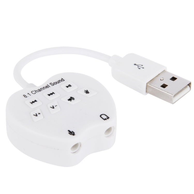 USB 2.0 Virtual 8.1 Channel Audio Sound Card Adapter Converter(White)