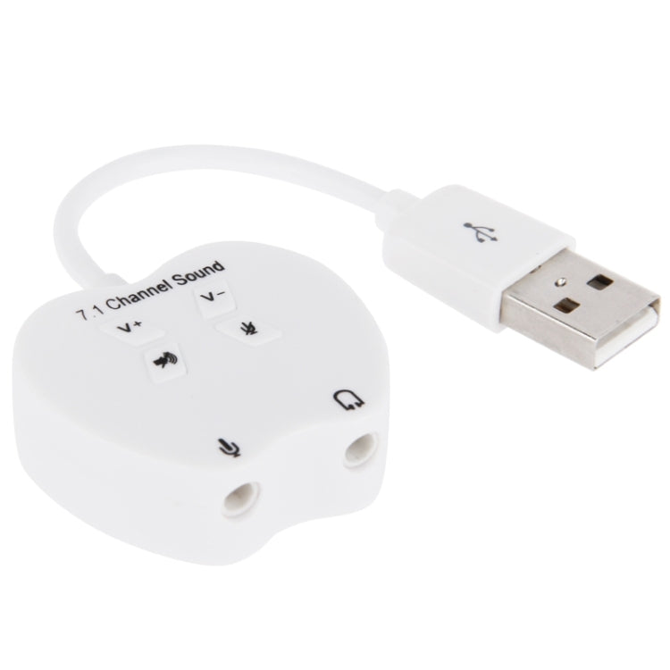 USB 2.0 Virtual 7.1 Channel Audio Sound Card Adapter Converter(White)