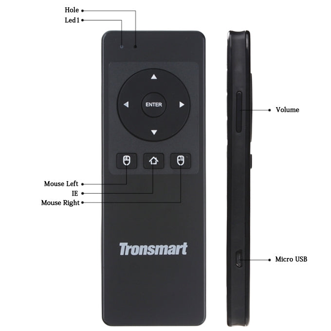 Tronsmart TSM-01-EN 2.4G USB Wireless Keyboard Air Fly Mouse for Mini PC / Android TV Box