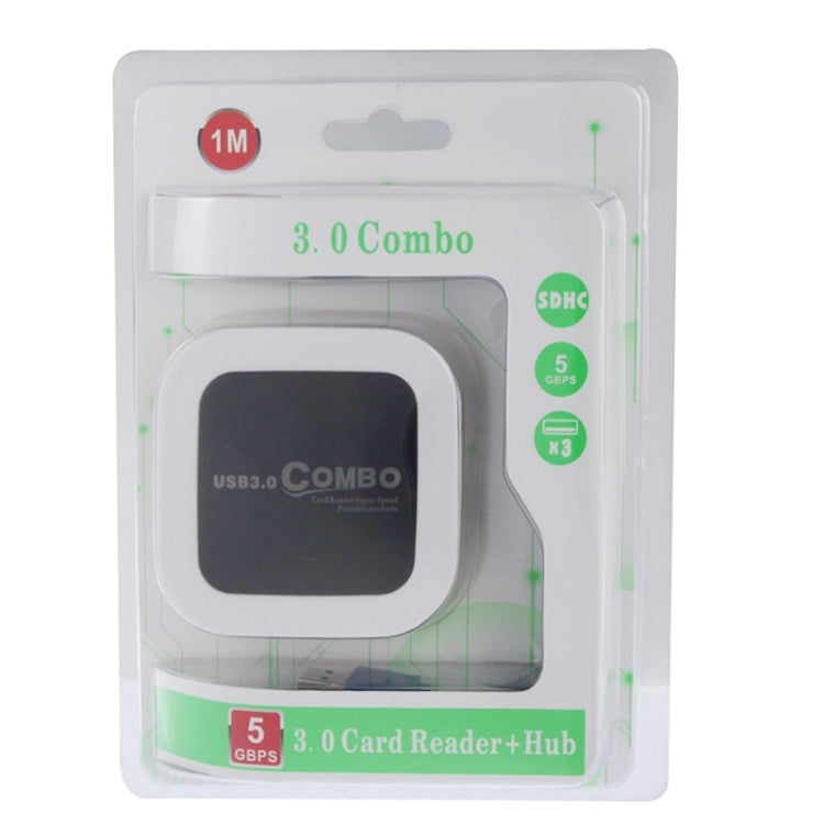 2 in 1 USB 3.0 CF/TF/SD Card Reader & 3-port HUB, Cable Length: 1m