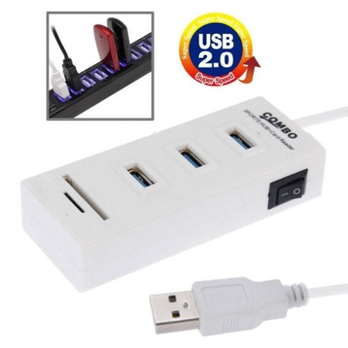 2 in 1 USB 2.0 TF/SD Card Reader & 3-port HUB, Cable Length: 80cm