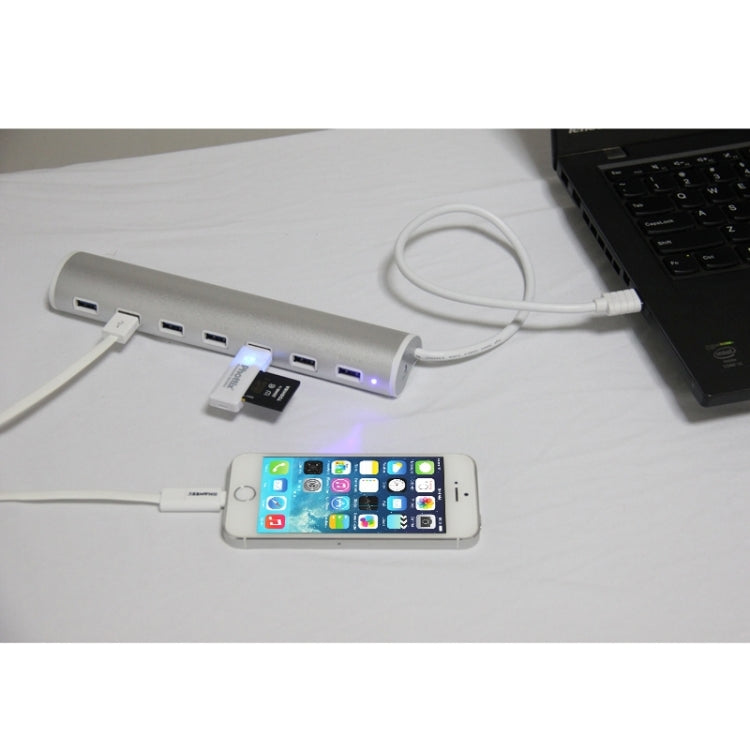 High Speed 5Gbps 7 Ports USB 3.0 Portable Aluminum Alloy Cylinder Hub
