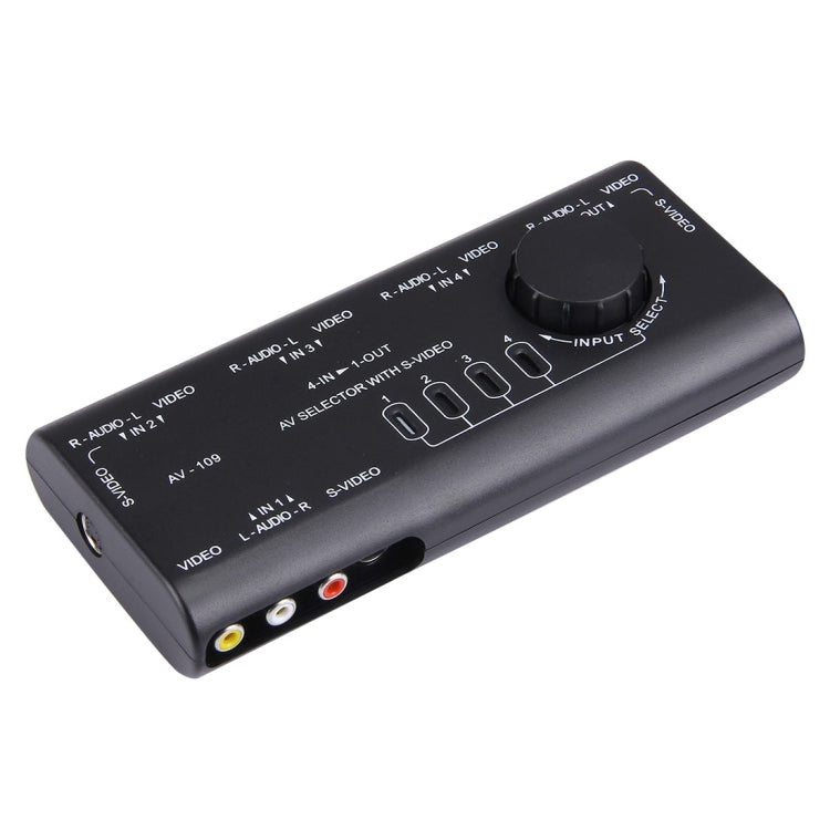 AV-109 Multi Box RCA AV Audio-Video Signal Switcher + 3 RCA Cable, 4 Group Input and 1 Group Output System(Black)