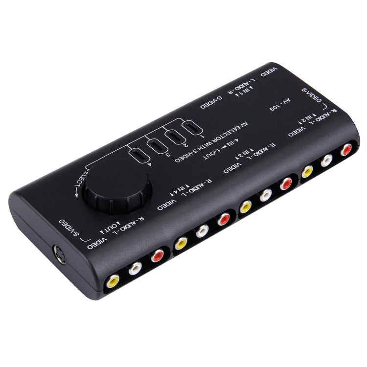 AV-109 Multi Box RCA AV Audio-Video Signal Switcher + 3 RCA Cable, 4 Group Input and 1 Group Output System(Black)
