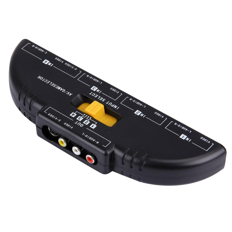 AV4-SVIDEO Multi Box RCA AV Audio-Video Signal Switcher + 3 RCA Cable, 4 Group Input and 1 Group Output System(Black)