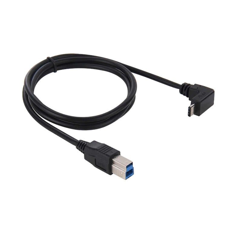 1m USB 3.0 Type B Male to 90 Degree Elbow USB 3.1 Type C Male Data Cable, For Nokia N1 / Macbook 12(Black)