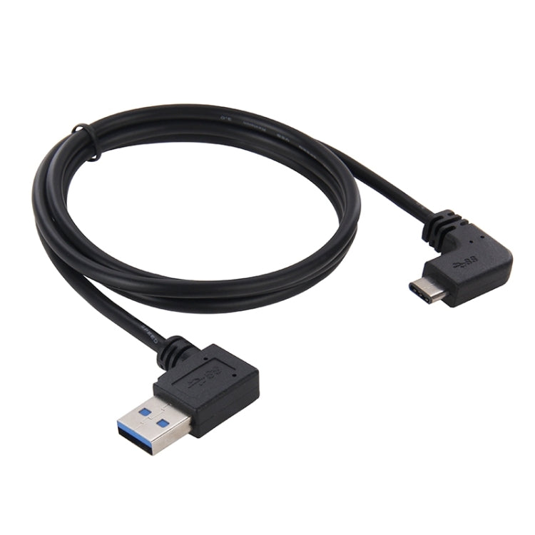 1m 90 Degree Right Angle USB 3.0 AM to 90 Degree Elbow USB 3.1 Type C Data & Charge Cable, For Galaxy S8 & S8 + / LG G6 / Huawei P10 & P10 Plus / Xiaomi Mi 6 & Max 2 and other Smartphones(Black)