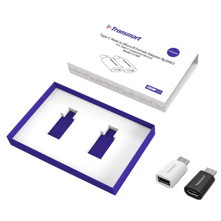 2 PCS Tronsmart USB-C / Type-C Male to Micro-B Female Adapter with OTG Function for Google 6P / 5X & LG G5 / Xiaomi Mi 5 / OnePlus Two and Other Type-C Supported Devices, (Black + White))