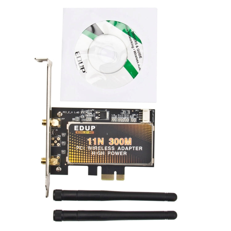 EDUP EP-9601 802.11N 300Mbps PCI-E Wireless LAN Network Adapter Card with 2 Antennas