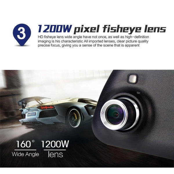 GEBITE G906 Full HD 1080P 4.3 inch Screen Display Bluetooth Vehicle DVR, 160 Degree Wide Angle Viewing, Support Handsfree / Loop Recording / Motion Detection / Lock Screen Function