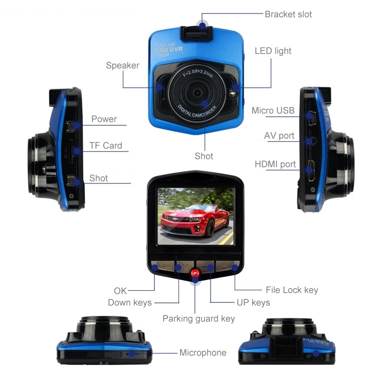 GEBITE G630 Full HD 1080P 2.4 inch Screen Display Mini Vehicle DVR, 140 Degree Wide Angle Viewing, Support Loop Recording / Motion Detection / Lock Screen Function / Parking Guard