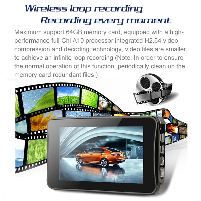 GEBITE G680 Full HD 1080P 3.0 inch Screen Display Vehicle DVR, 170 Degree Wide Angle Viewing, Support Loop Recording / Motion Detection / HDMI Output / Lock Screen Function / Parking Guard / Night Vision / G-Sensor