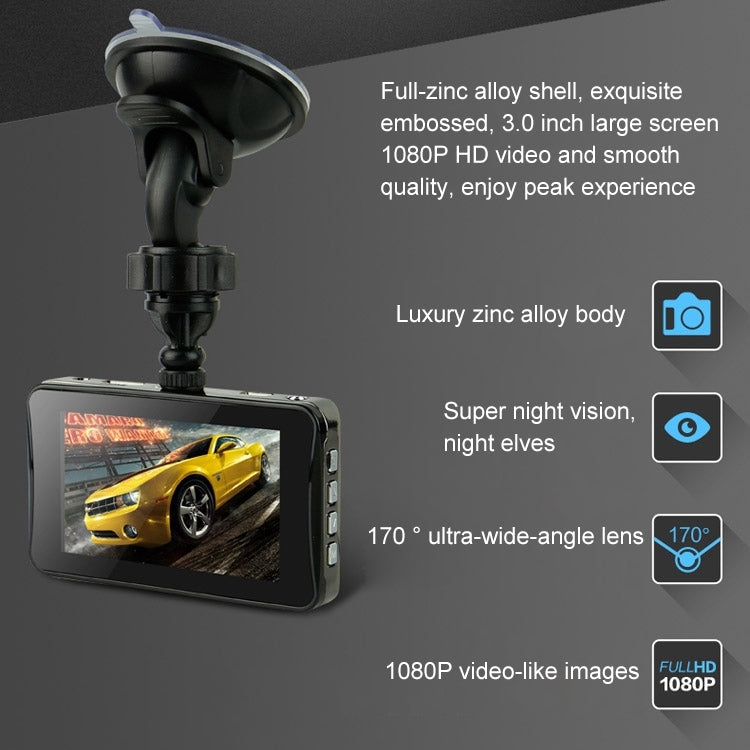 GEBITE G680 Full HD 1080P 3.0 inch Screen Display Vehicle DVR, 170 Degree Wide Angle Viewing, Support Loop Recording / Motion Detection / HDMI Output / Lock Screen Function / Parking Guard / Night Vision / G-Sensor