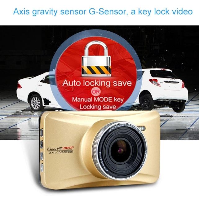 GEBITE G690 Full HD 1080P 3.0 inch Screen Display Vehicle DVR, 170 Degree Wide Angle Viewing Support Loop Recording / Motion Detection / HDMI Output / Lock Screen Function / Parking Guard / Night Vision / G-Sensor
