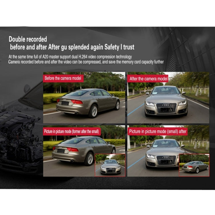 GEBITE G870S Full HD 1080P 4.3 inch Screen Display Vehicle DVR, Support Loop Recording / Motion Detection / Front & Back Camera / HDMI Output / Lock Screen Function / G-Sensor