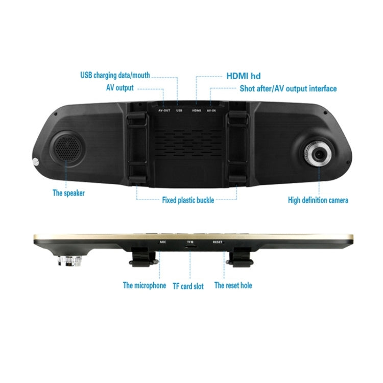 GEBITE G870S Full HD 1080P 4.3 inch Screen Display Vehicle DVR, Support Loop Recording / Motion Detection / Front & Back Camera / HDMI Output / Lock Screen Function / G-Sensor