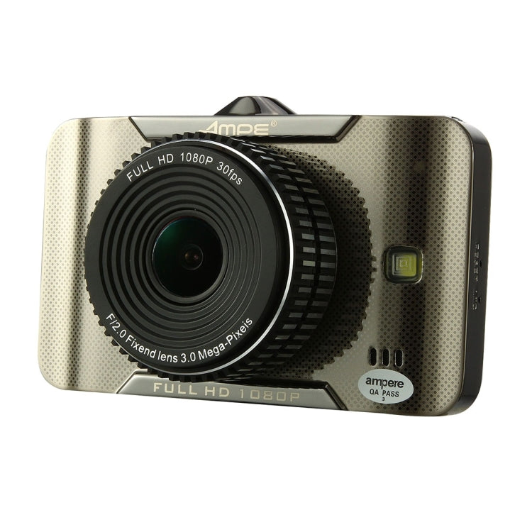 AMPE A301F Full HD 1080P 3.0 inch Screen Display Car DVR Recorder, 170 Degree Wide Angle Viewing, Support Loop Recording / Motion Detection / Parking Guard / Night Vision / G-Sensor / Lock Screen Function (Grey)