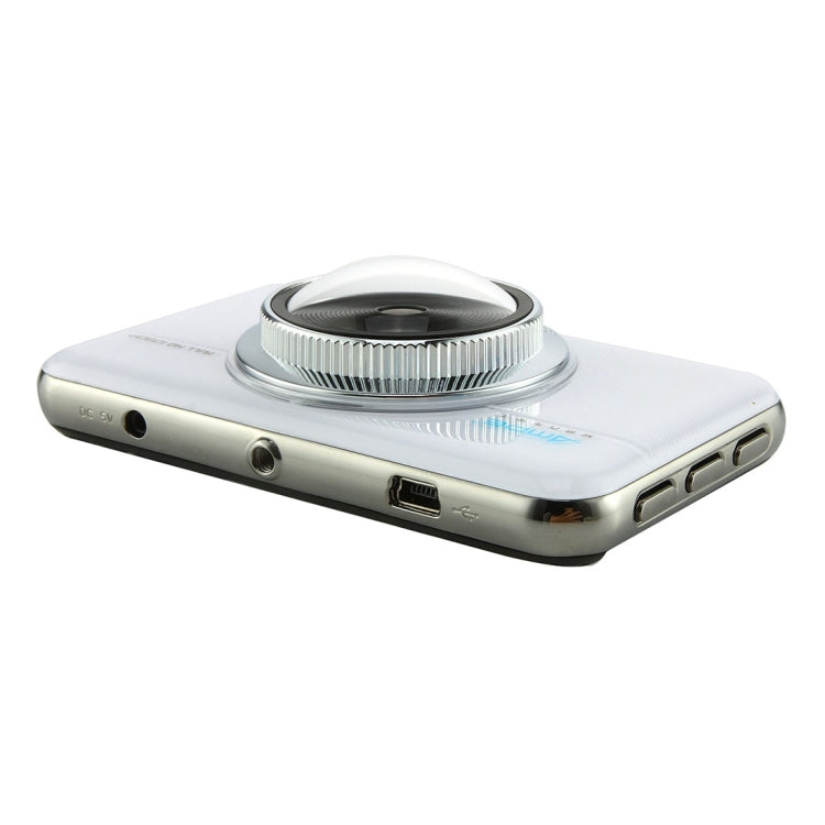 AMPE A303F Full HD 1080P 3.5 inch Screen Display Car DVR Recorder, 170 Degree Wide Angle Viewing, Support Loop Recording / Motion Detection / Parking Guard / G-Sensor / Lock Screen Function(White)